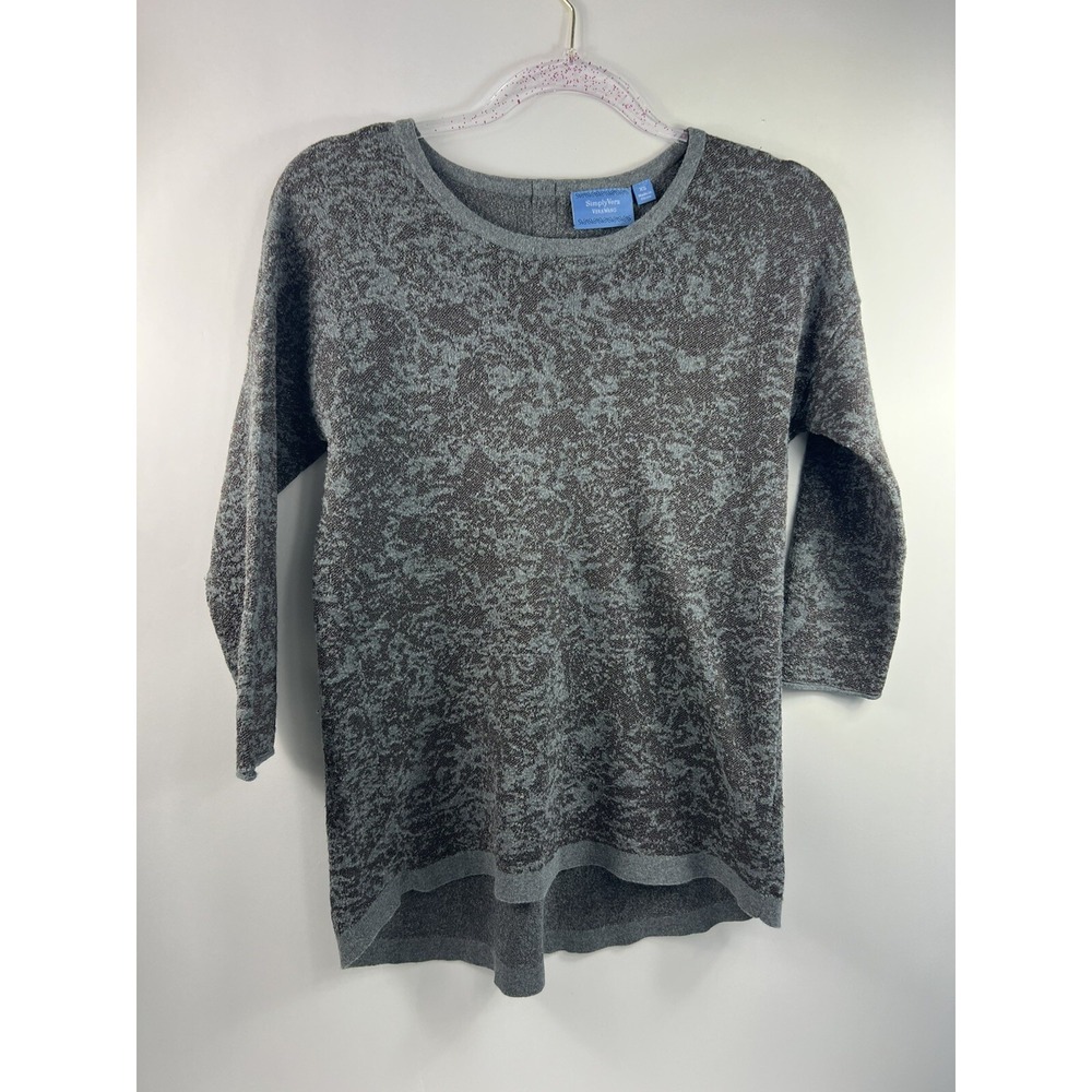 Simply Vera Vera Wang Women's Size XS Gray Maroon Sweater Long Sleeve